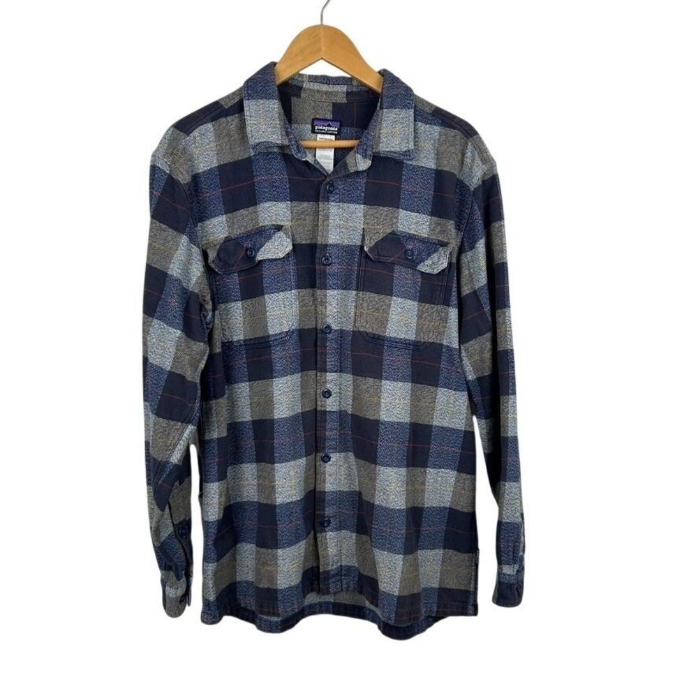Patagonia Flannel Long Sleeve Shirt Plaid Outdoors Hike Organic Cotton Mens SZ L